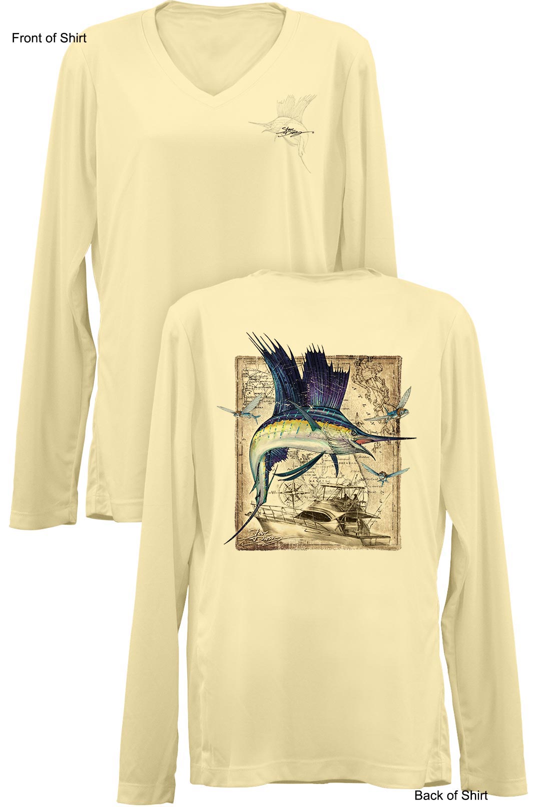 Sailfish Classic- Ladies Long Sleeve V-Neck-100% Polyester