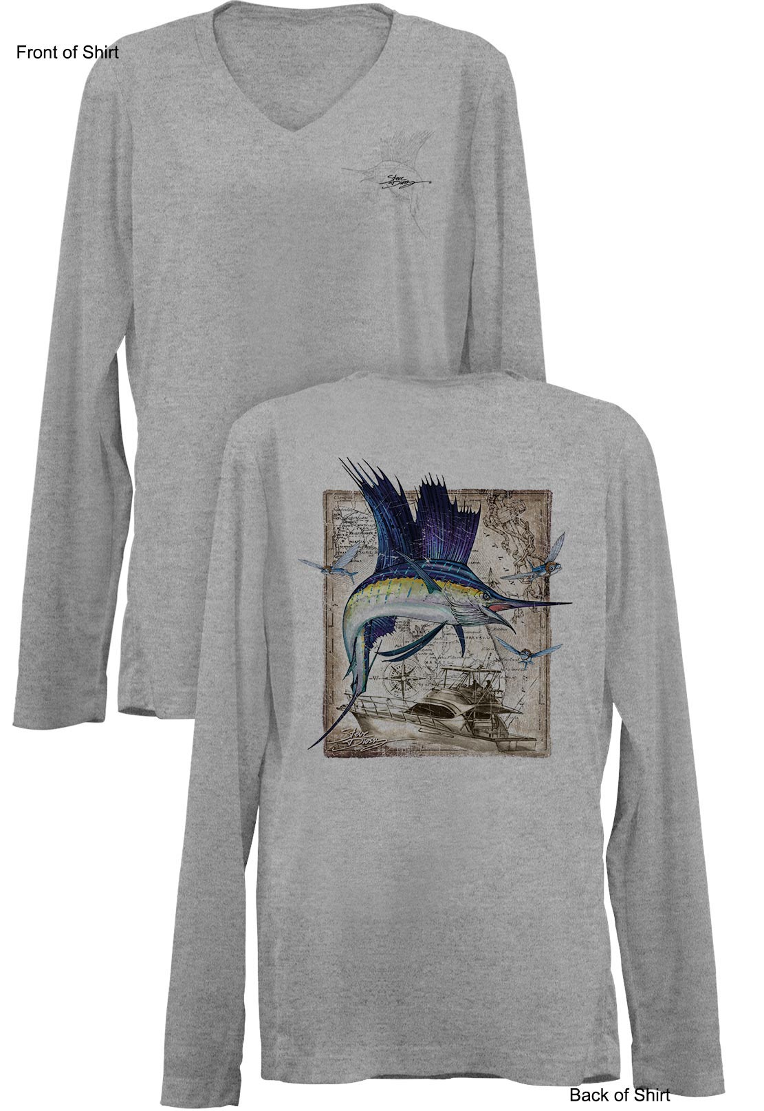 Sailfish Classic- Ladies Long Sleeve V-Neck-100% Polyester
