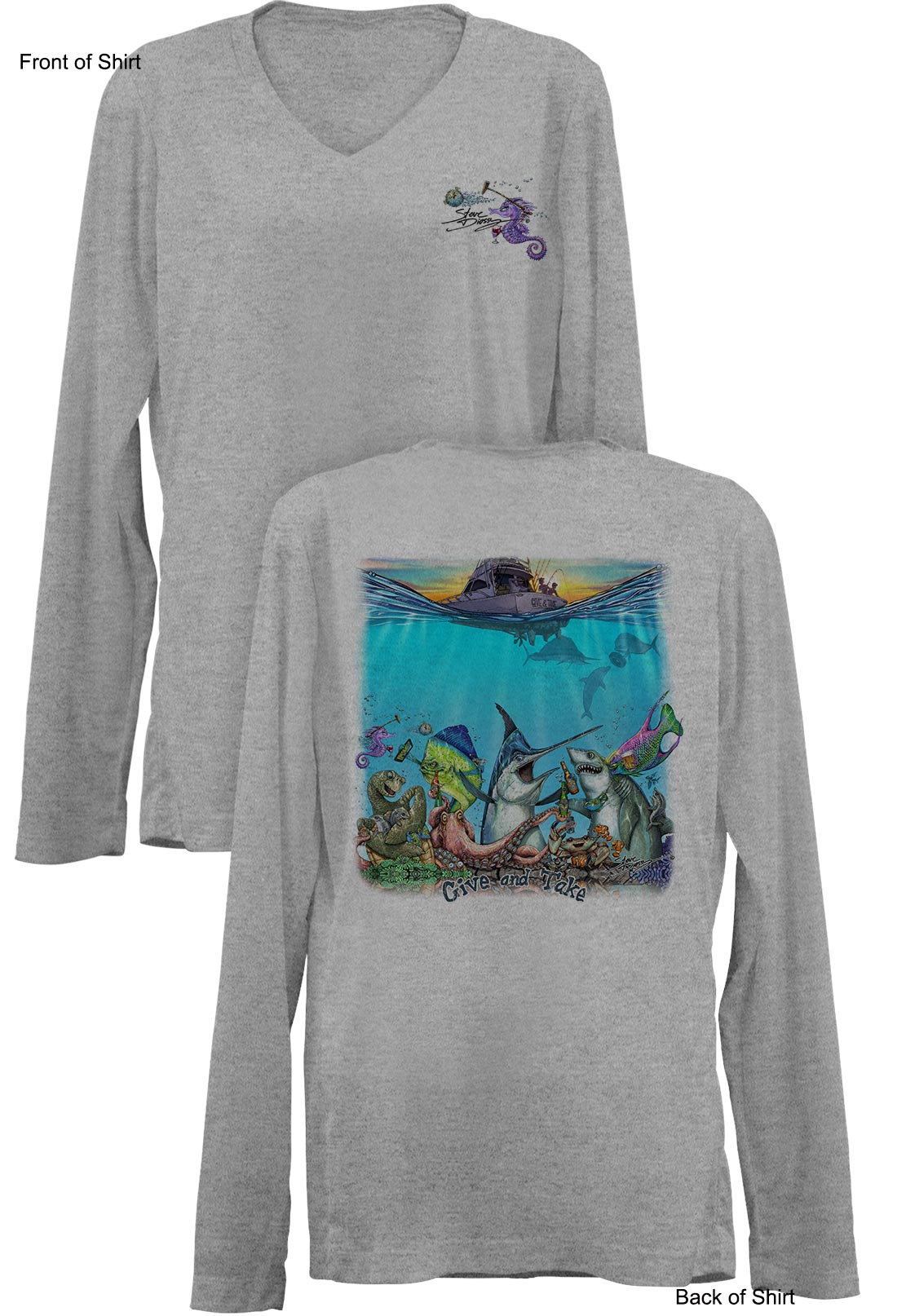 Give & Take- Ladies Long Sleeve V-Neck-100% Polyester