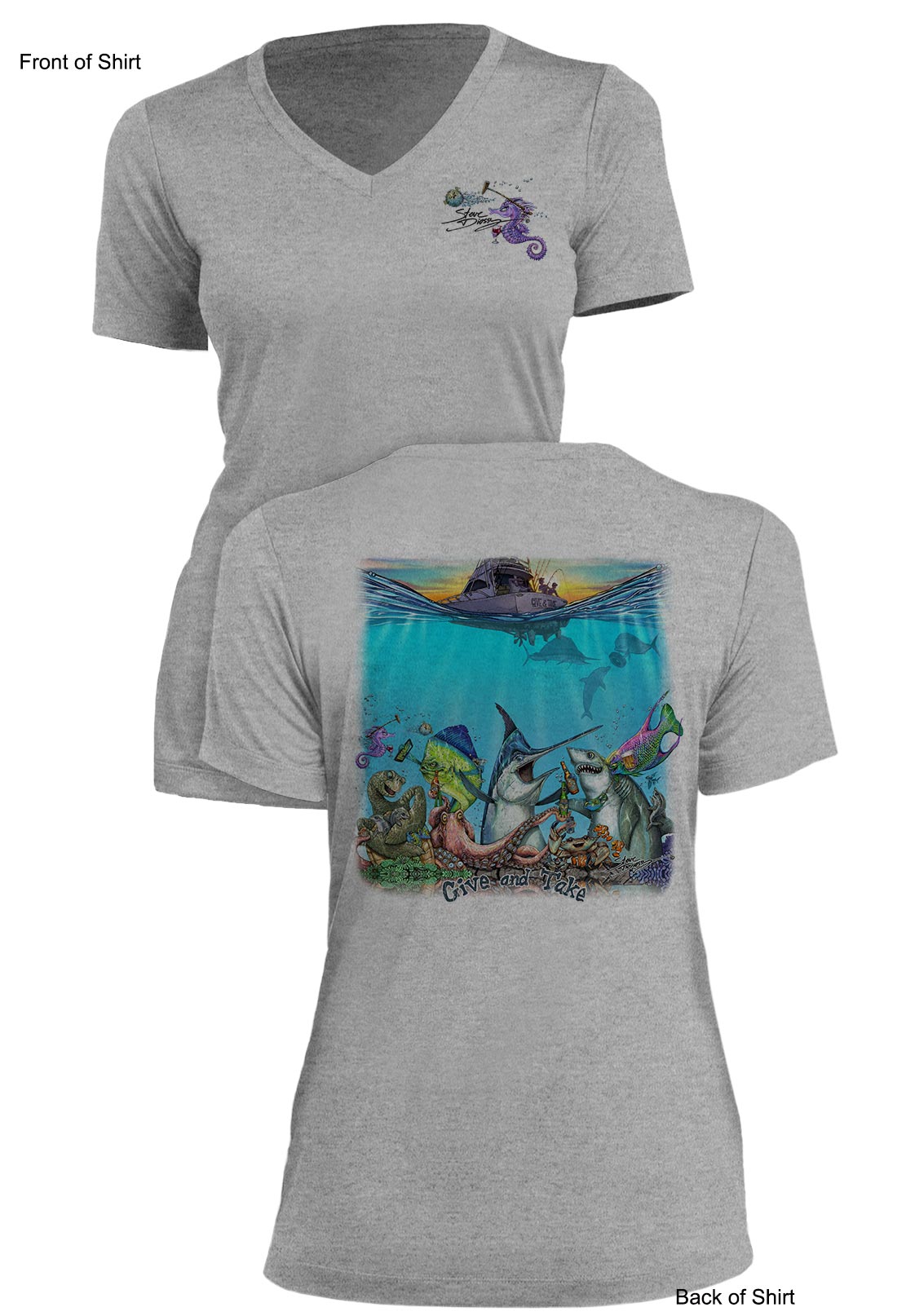 Give and Take - Ladies Short Sleeve V-Neck-100% Polyester