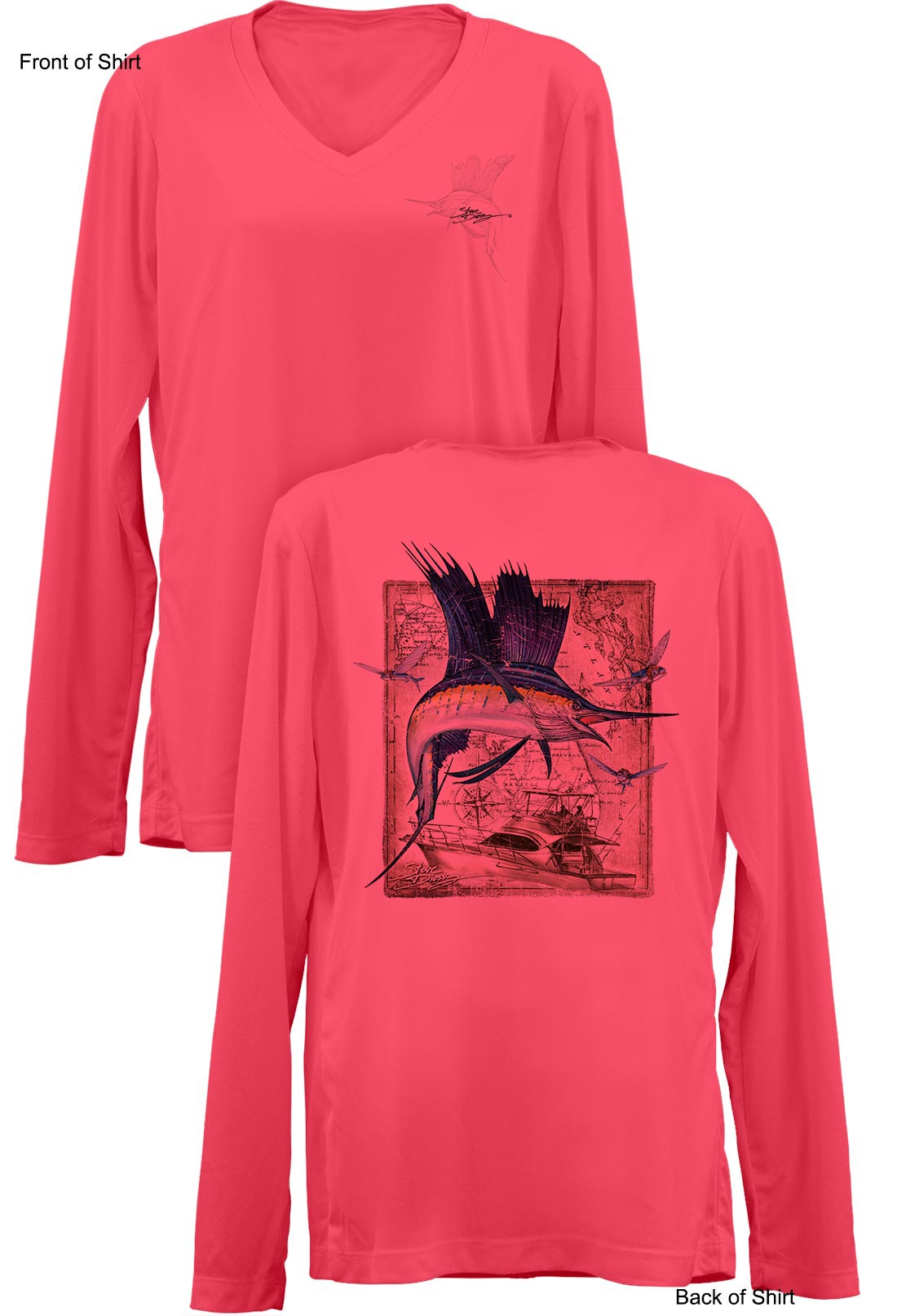 Sailfish Classic- Ladies Long Sleeve V-Neck-100% Polyester
