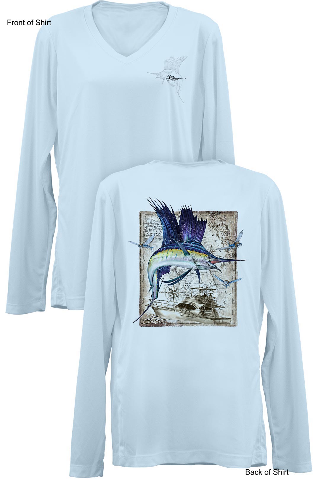 Sailfish Classic- Ladies Long Sleeve V-Neck-100% Polyester