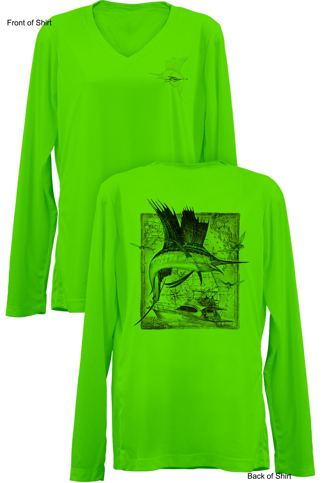 Sailfish Classic- Ladies Long Sleeve V-Neck-100% Polyester