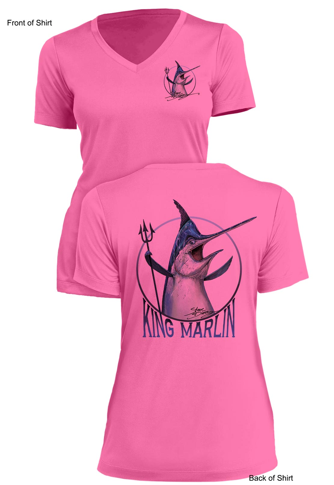 King Marlin- Ladies Short Sleeve V-Neck-100% Polyester