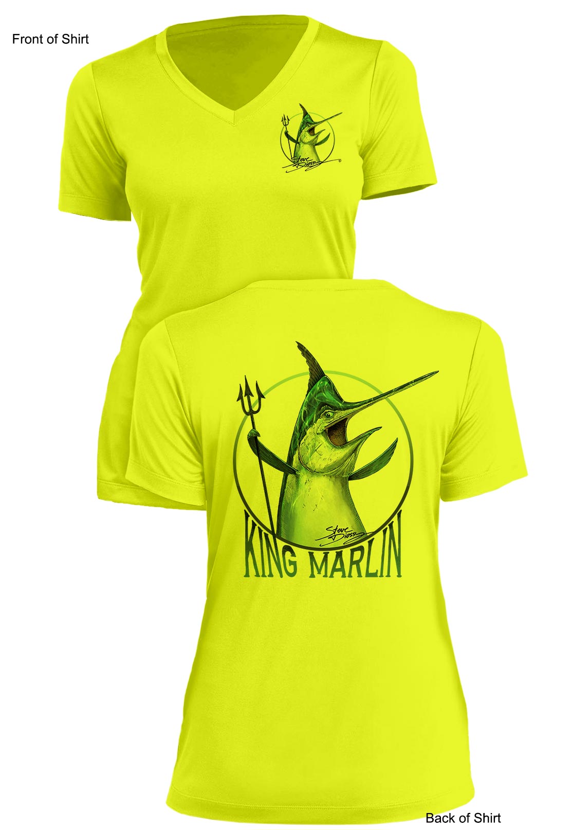 King Marlin- Ladies Short Sleeve V-Neck-100% Polyester