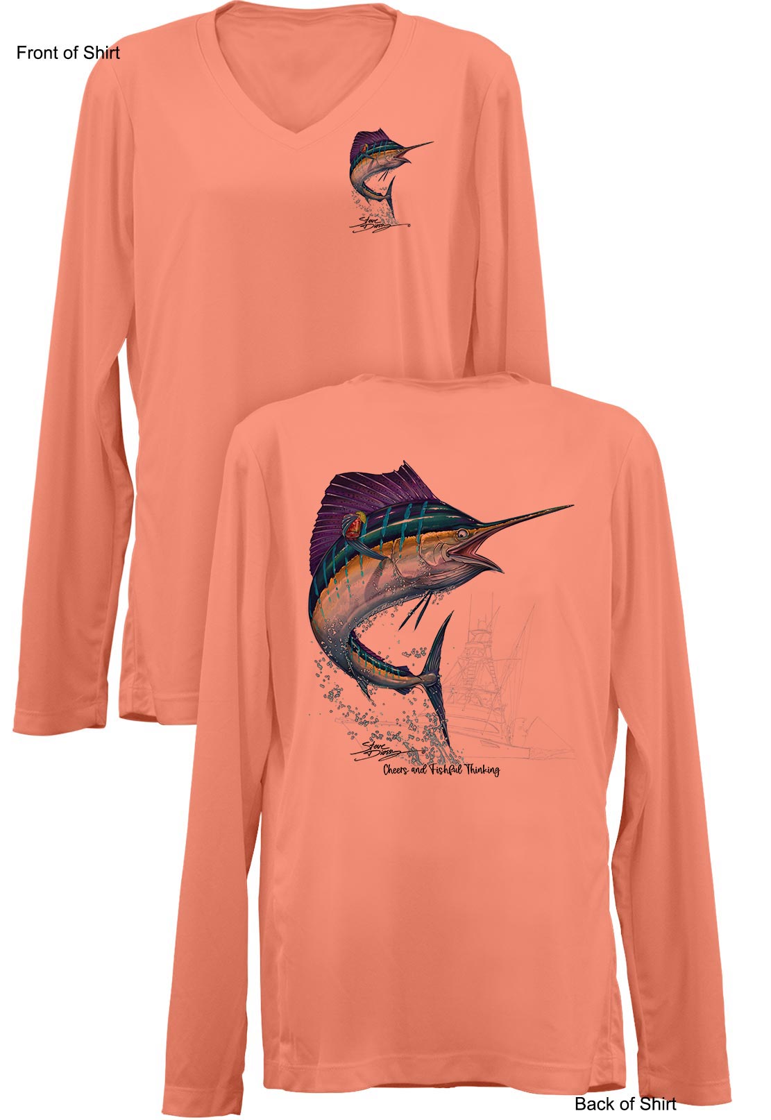 Sailfish Cheers- Ladies Long Sleeve V-Neck-100% Polyester