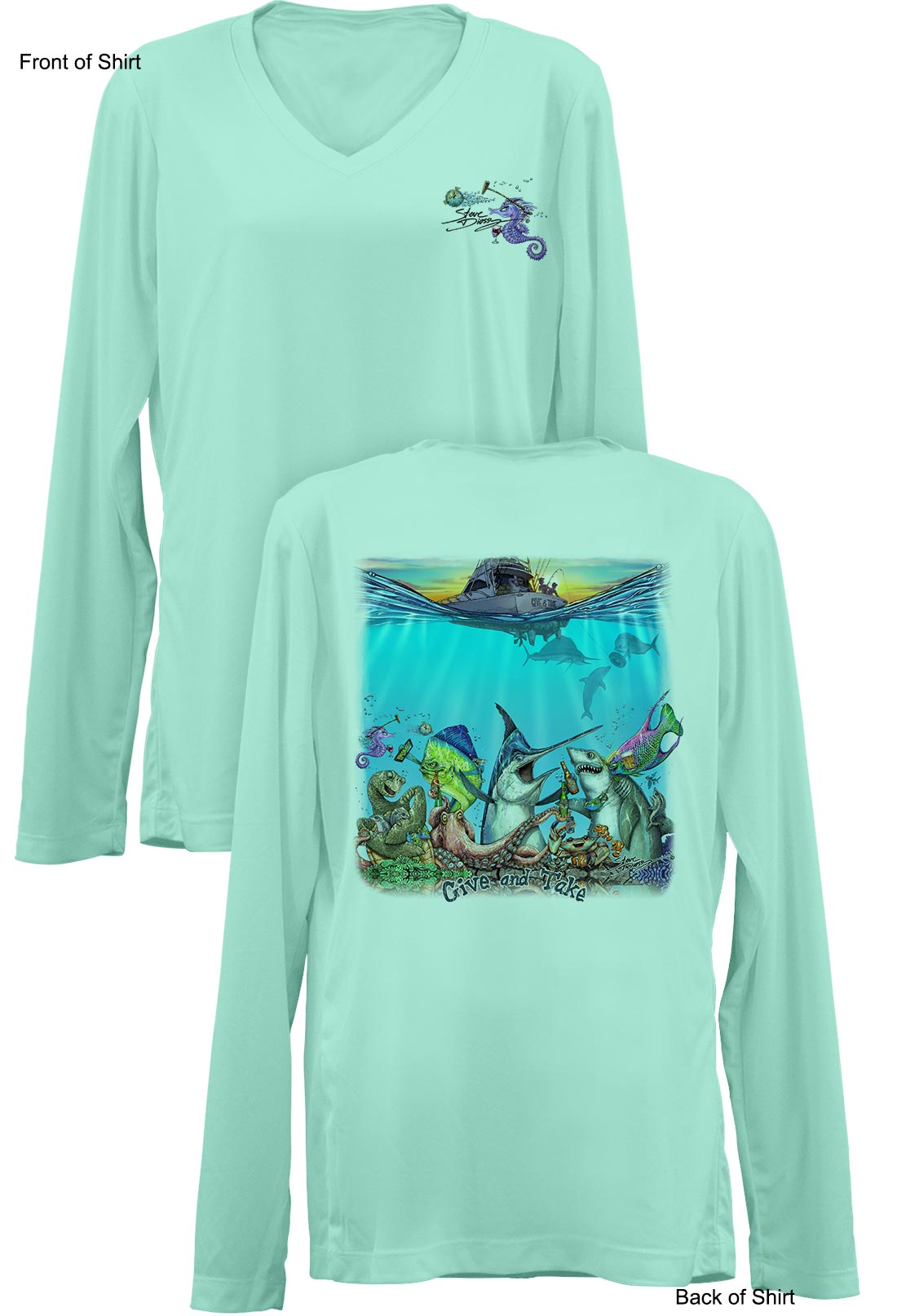Turtle Performance Dry-Fit Fishing 50+uv Shirt -Reel Fishy Apparel 2XL / Pink L/S - unisex