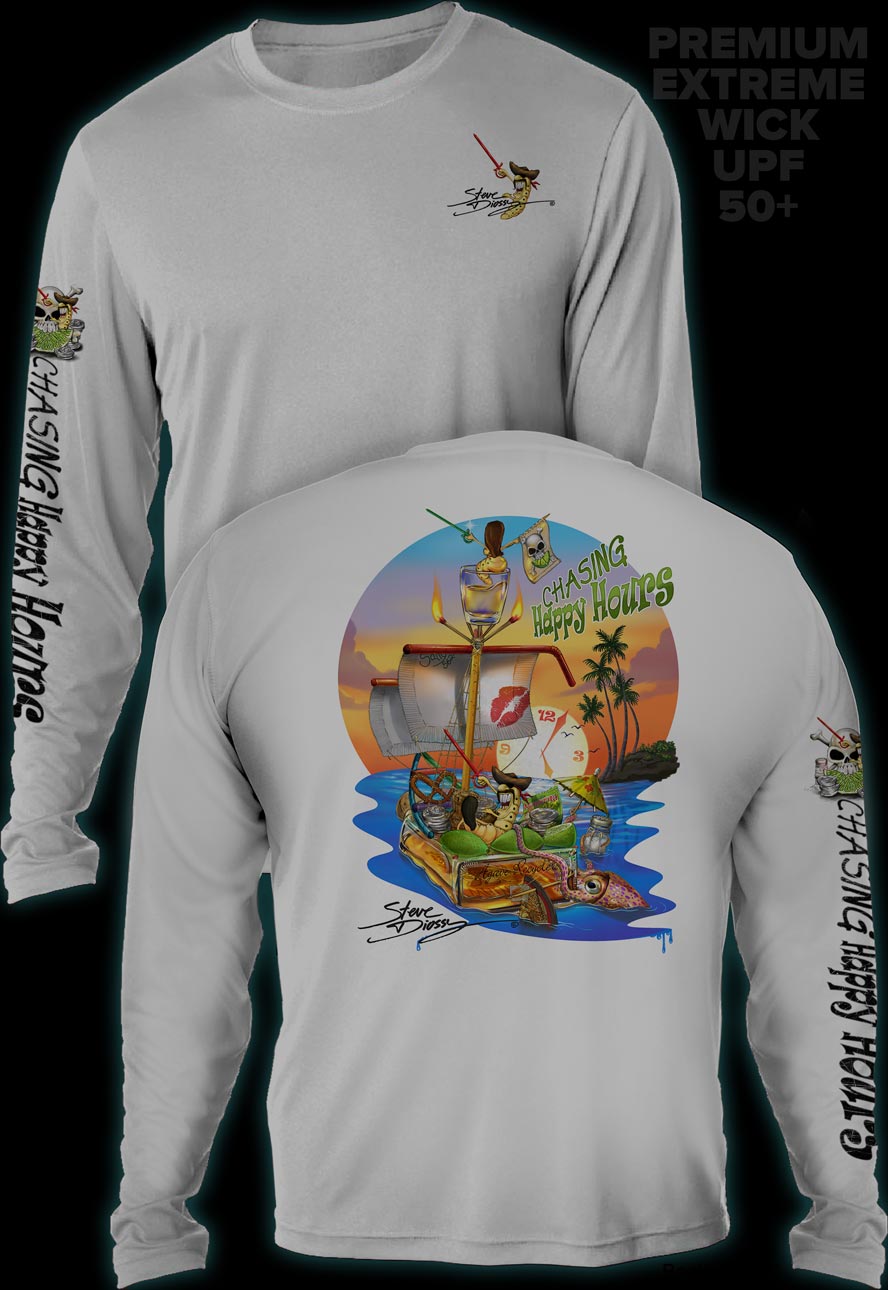 "Chasing Happy Hours" Men's Extreme Wick Long Sleeve Performance Shirt ᴜᴘꜰ-ᴛᴇᴇ