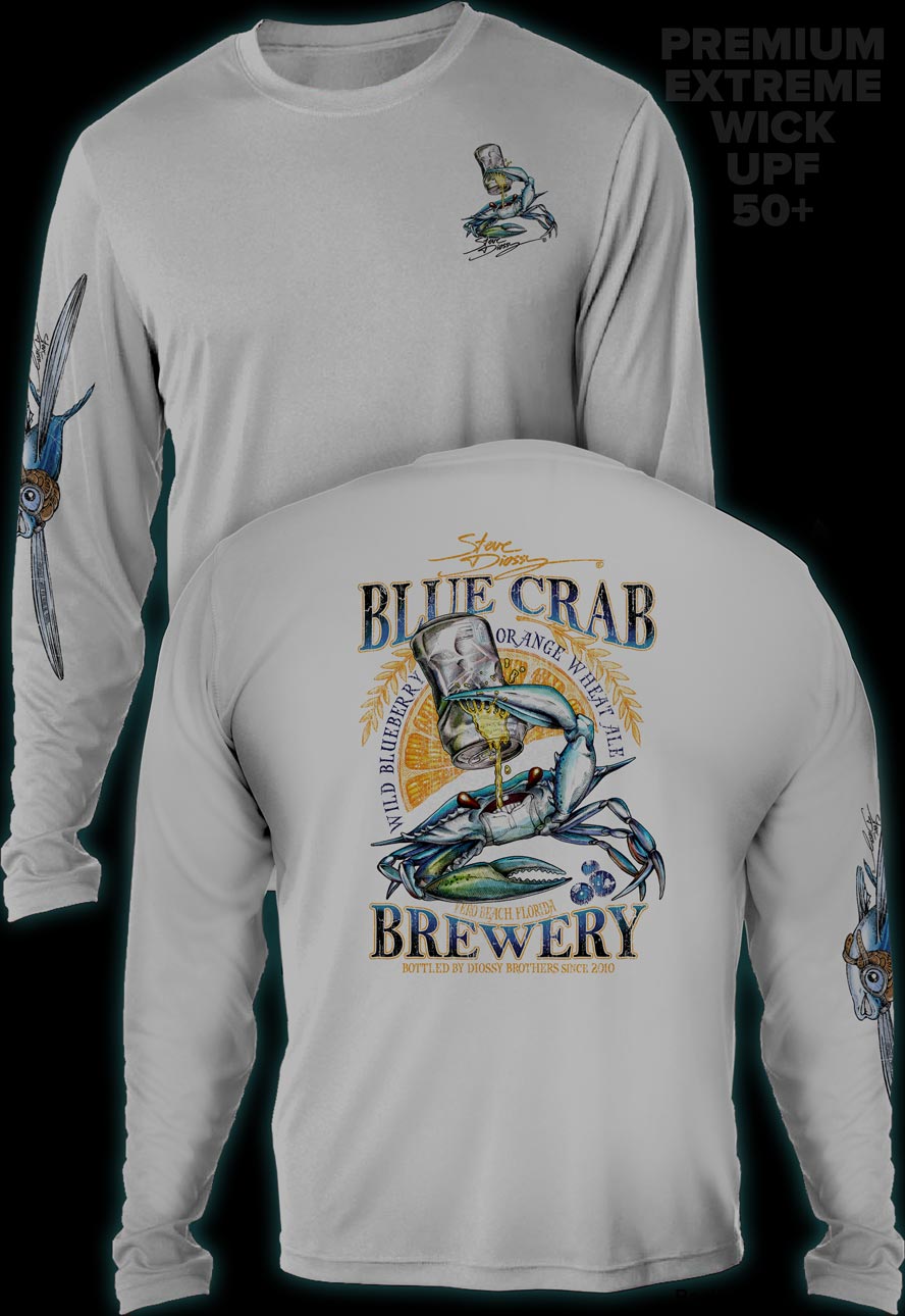 "Blue Crab Brewery" Men's Extreme Wick Long Sleeve Performance Shirt ᴜᴘꜰ-ᴛᴇᴇ
