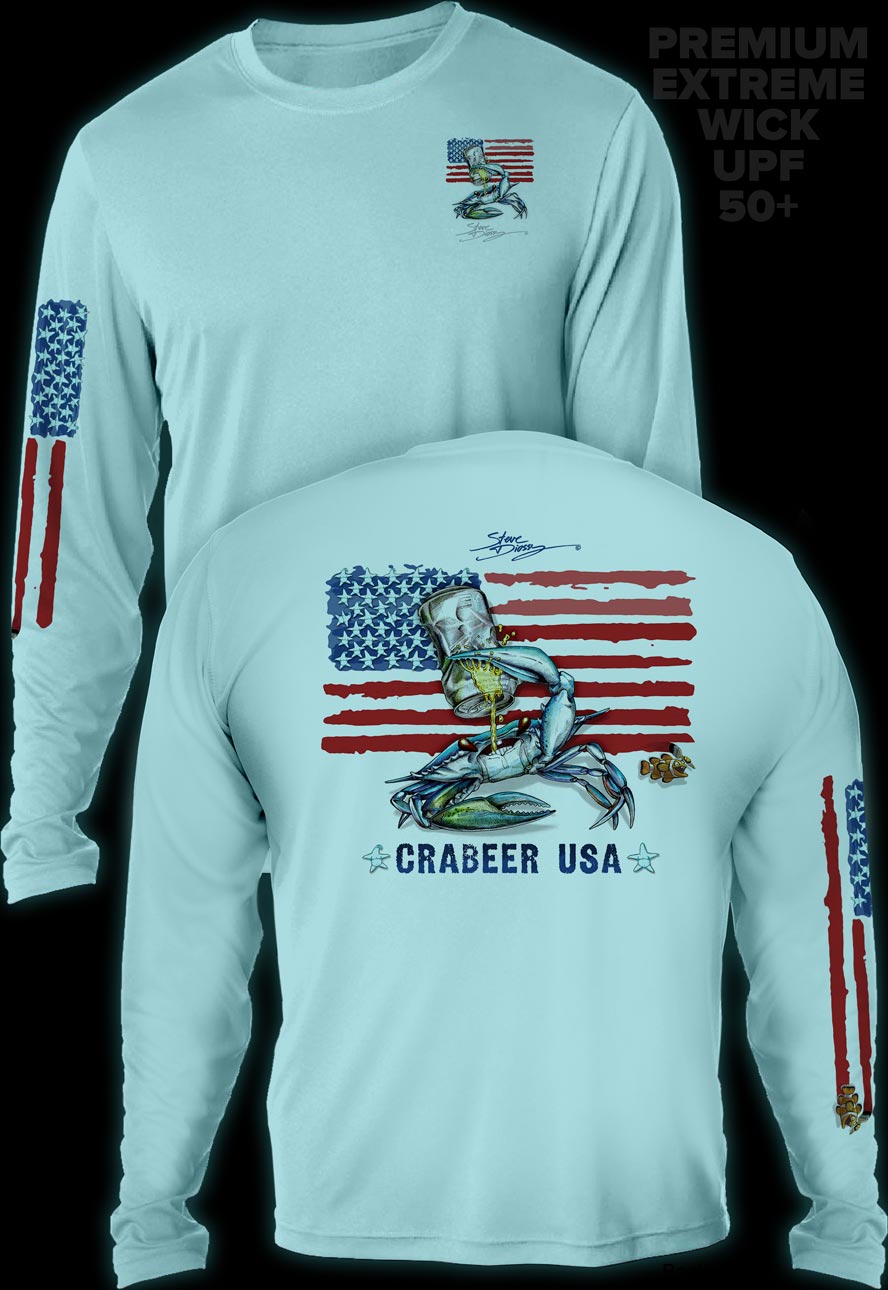 "Crabeer USA" Men's Extreme Wick Long Sleeve Performance Shirt ᴜᴘꜰ-ᴛᴇᴇ