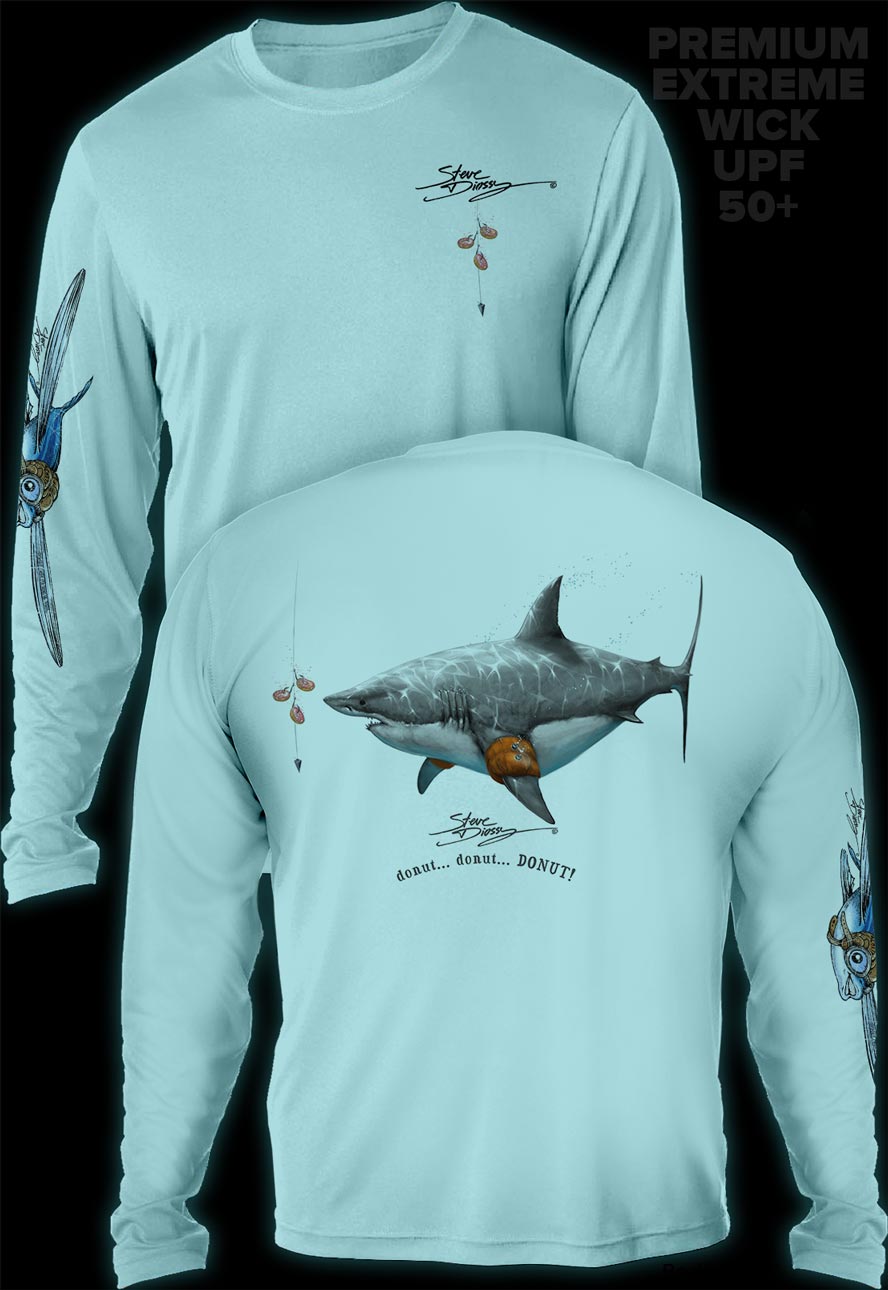 "Donut Shark" Men's Extreme Wick Long Sleeve Performance Shirt ᴜᴘꜰ-ᴛᴇᴇ