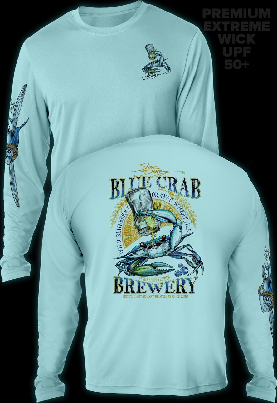 "Blue Crab Brewery" Men's Extreme Wick Long Sleeve Performance Shirt ᴜᴘꜰ-ᴛᴇᴇ