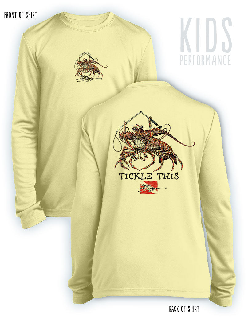 Tickle This Lobster - KIDS Long Sleeve Performance Shirt - 100% Polyester