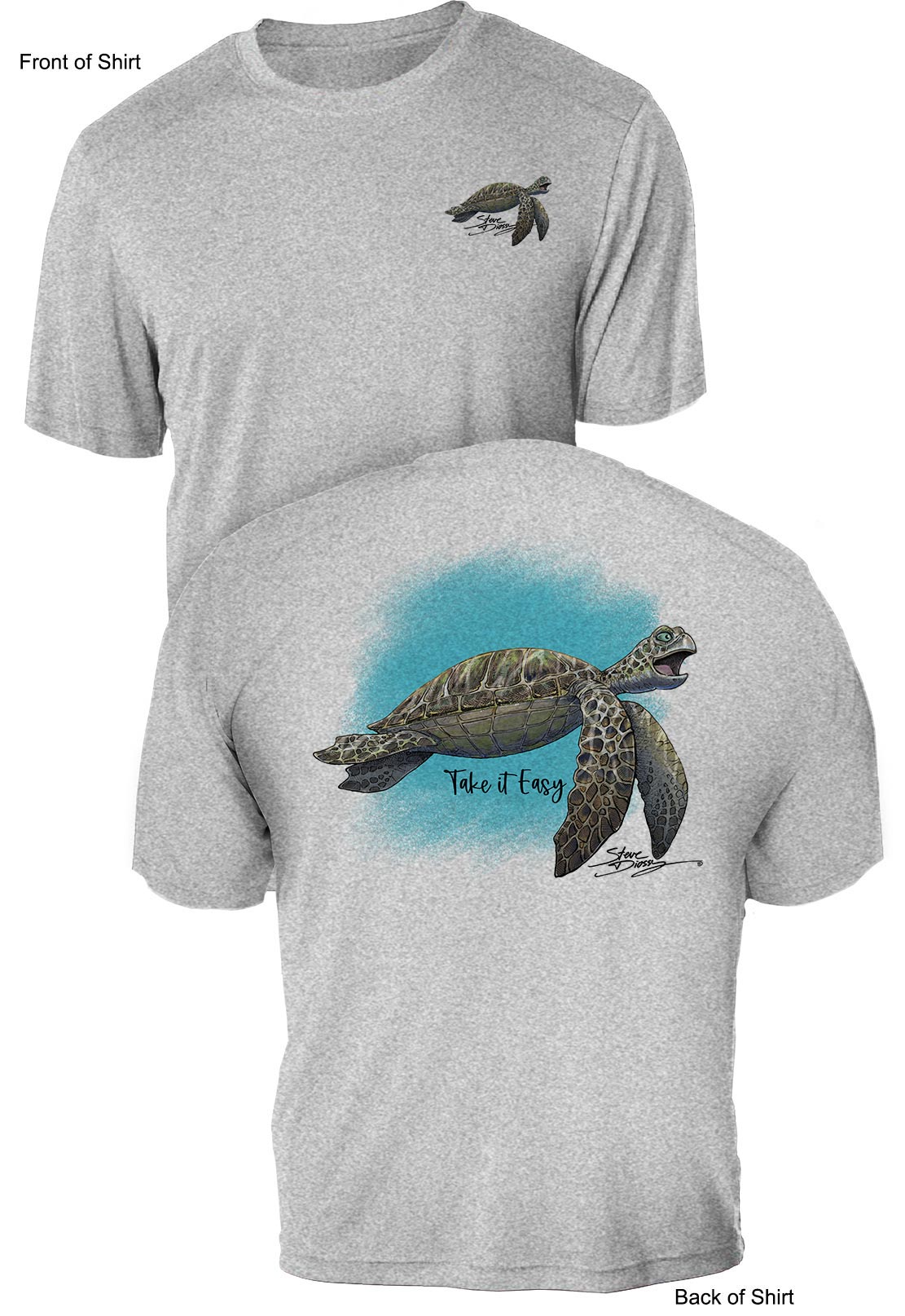 Take It Easy Turtle- UV Sun Protection Shirt - 100% Polyester - Short Sleeve UPF 50