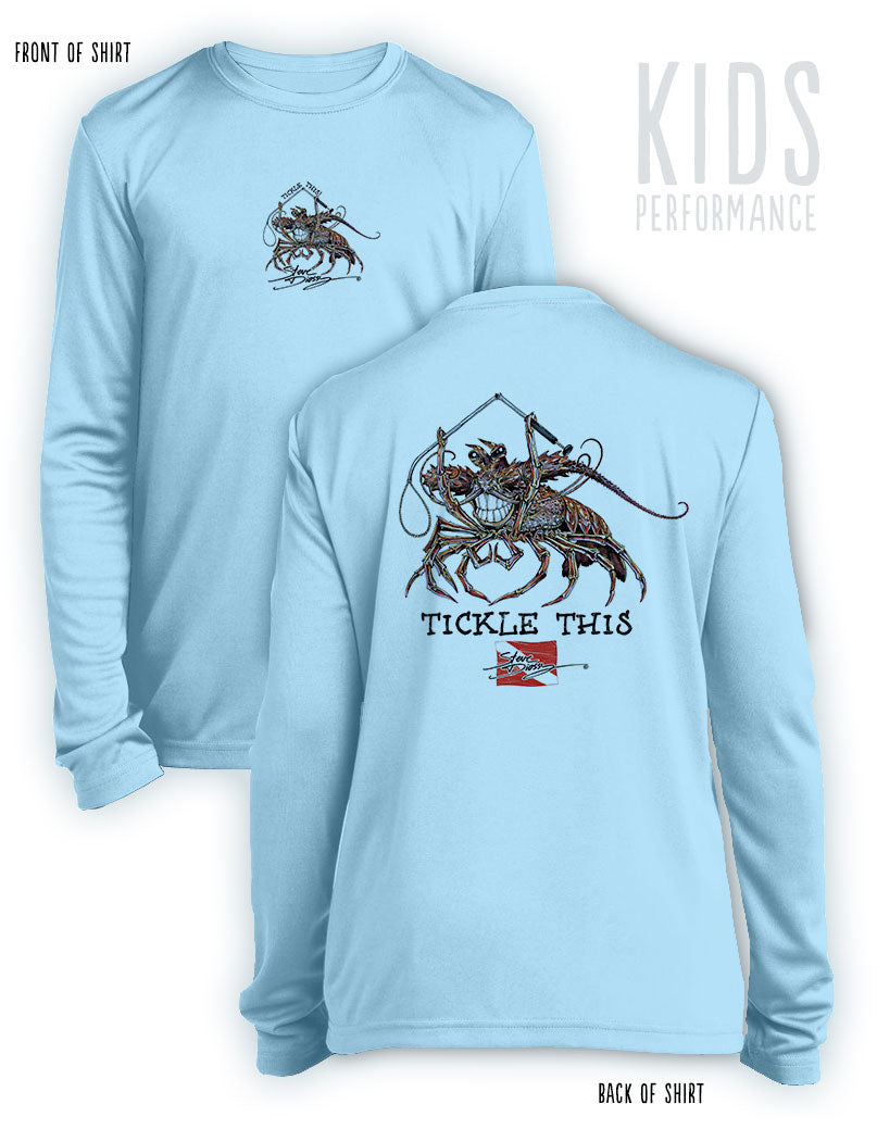 Tickle This Lobster - KIDS Long Sleeve Performance Shirt - 100% Polyester