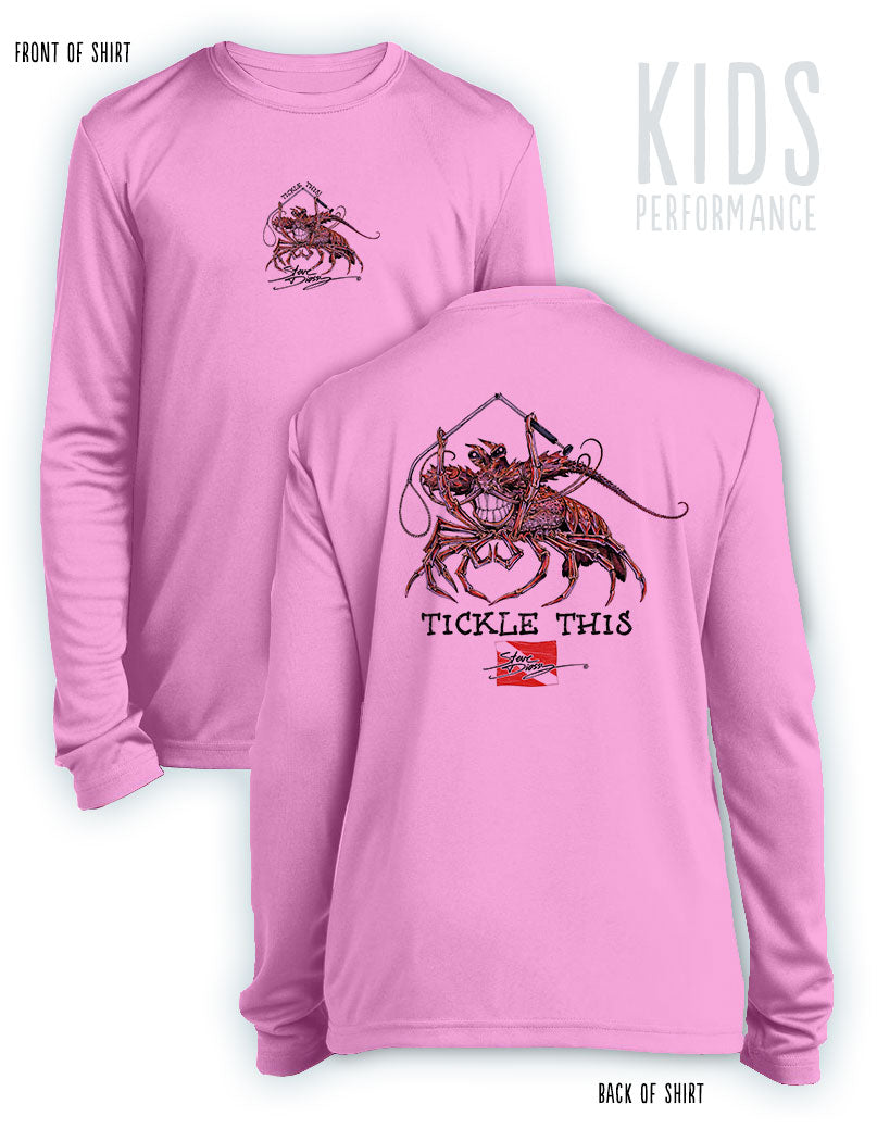 Tickle This Lobster - KIDS Long Sleeve Performance Shirt - 100% Polyester