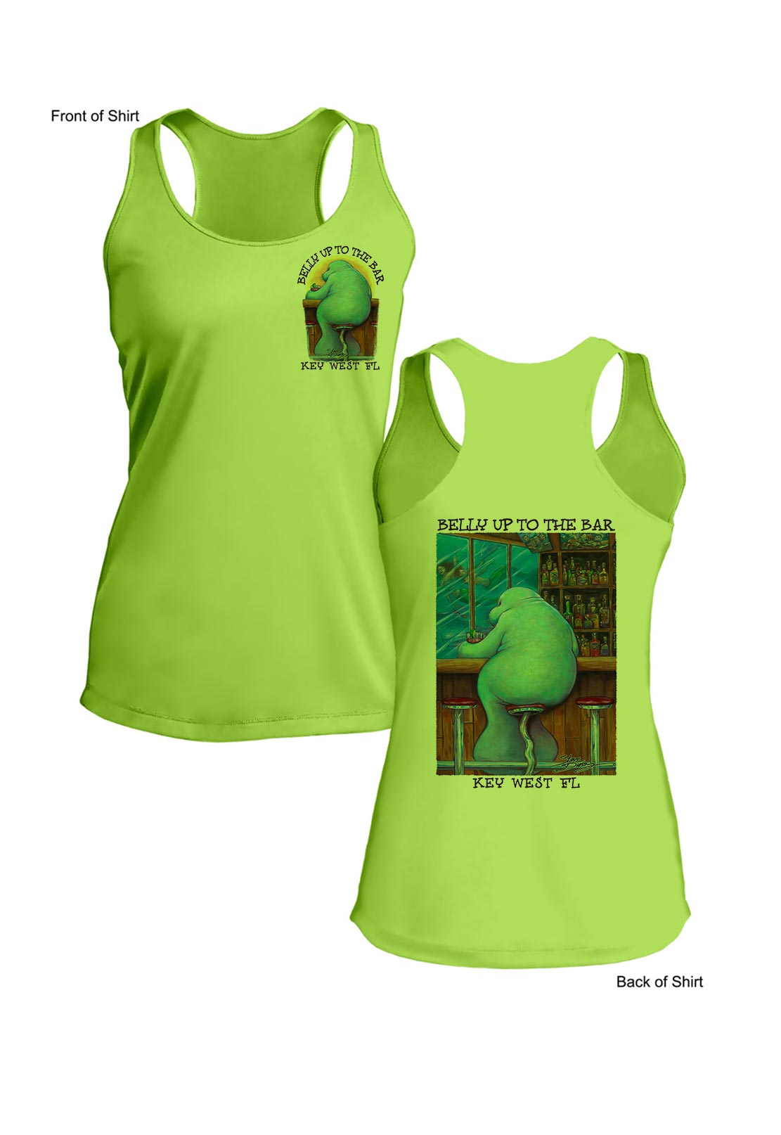 Pre-Order: Belly Up to the Bar- Lonely Manatee - Ladies Racerback Tank-100% Polyester