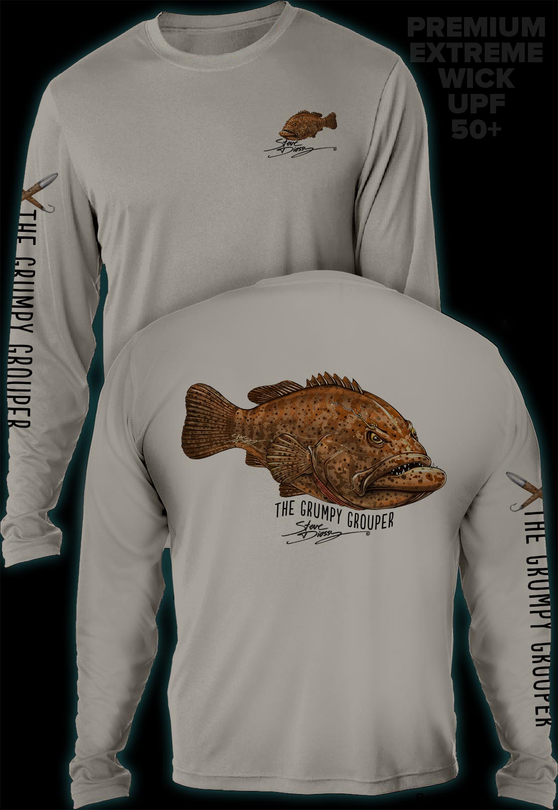 "Grumpy Grouper" Men's Extreme Wick Long Sleeve Performance Shirt ᴜᴘꜰ-ᴛᴇᴇ