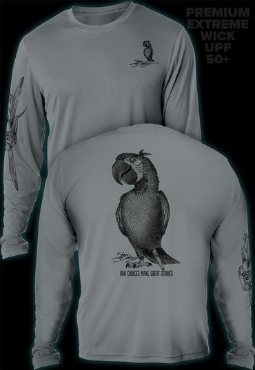 "Parrot Pirate" Men's Extreme Wick Long Sleeve Performance Shirt ᴜᴘꜰ-ᴛᴇᴇ