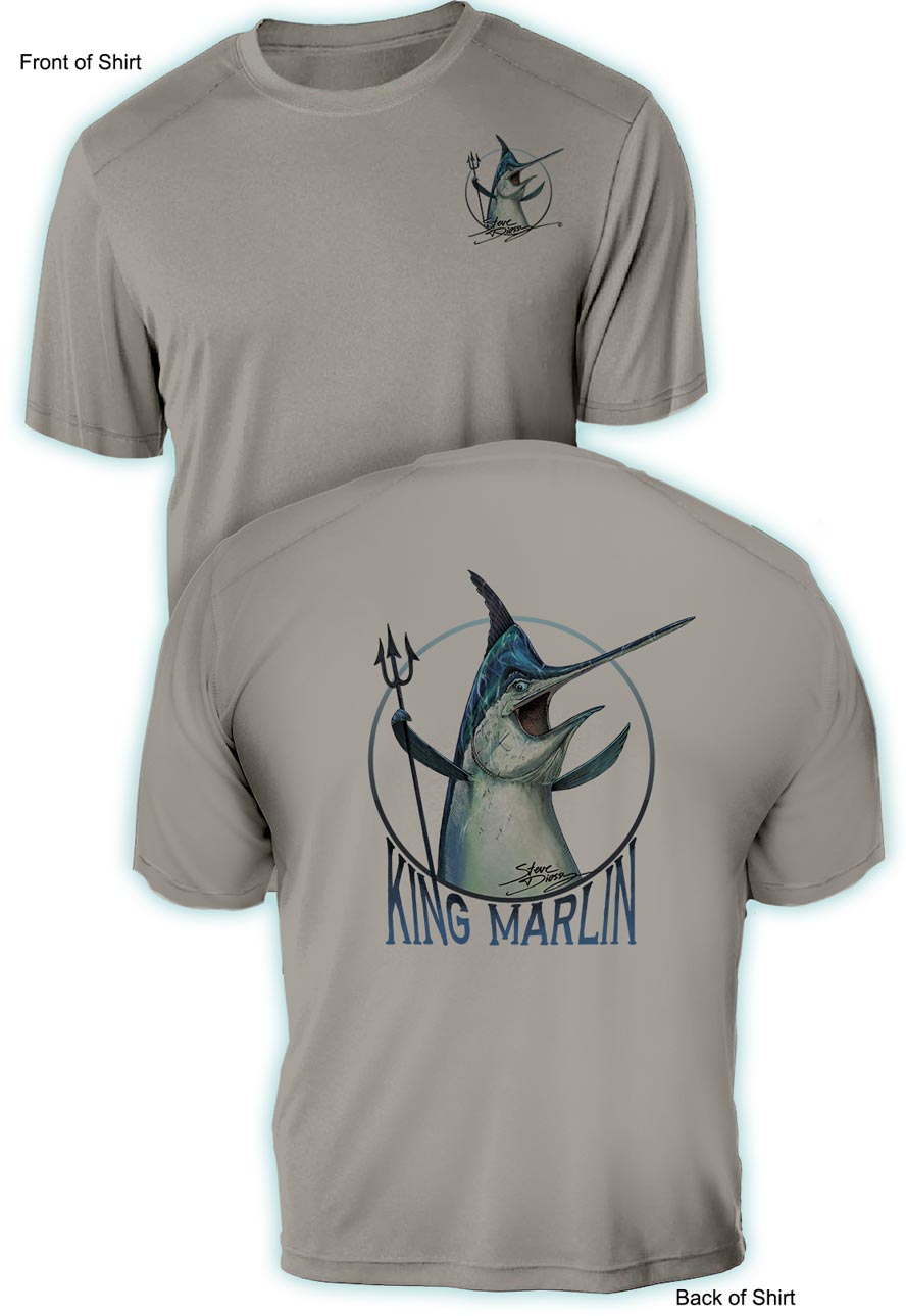 King Marlin- UV Sun Protection Shirt - 100% Polyester - Short Sleeve UPF 50