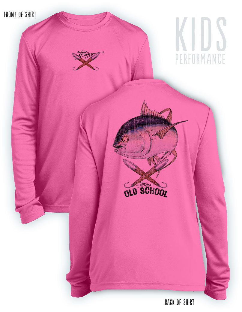 Old School Tuna- KIDS Long Sleeve Performance - 100% Polyester