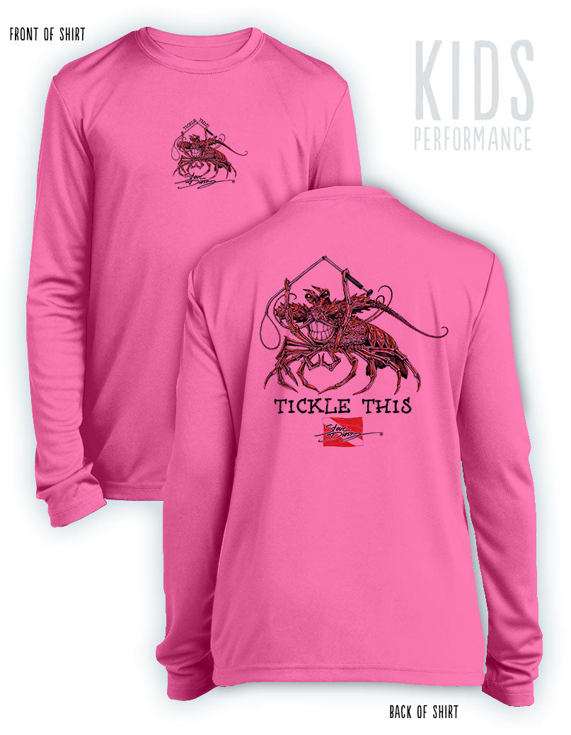 Tickle This Lobster - KIDS Long Sleeve Performance Shirt - 100% Polyester