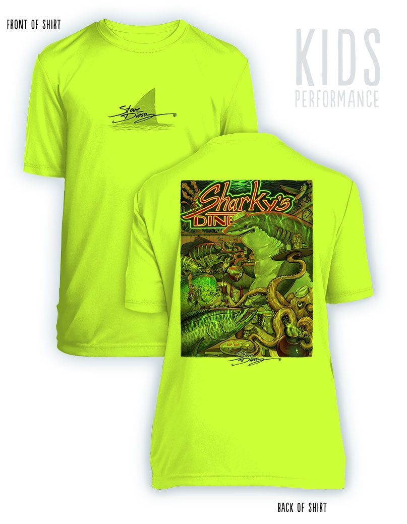 Sharky's Diner- KIDS Short Sleeve Performance - 100% Polyester
