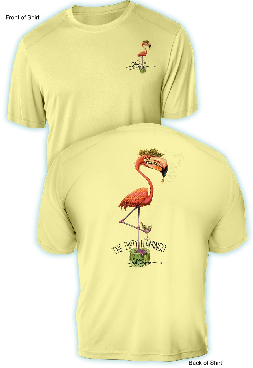 Dirty Flamingo- UV Sun Protection Shirt - 100% Polyester - Short Sleeve UPF 50