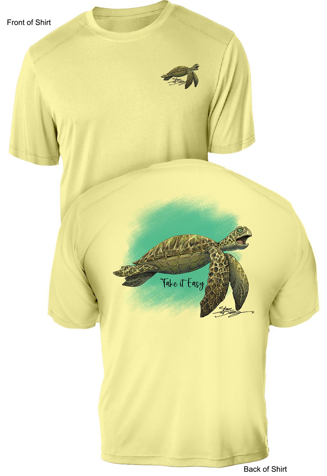 Take It Easy Turtle- UV Sun Protection Shirt - 100% Polyester - Short Sleeve UPF 50