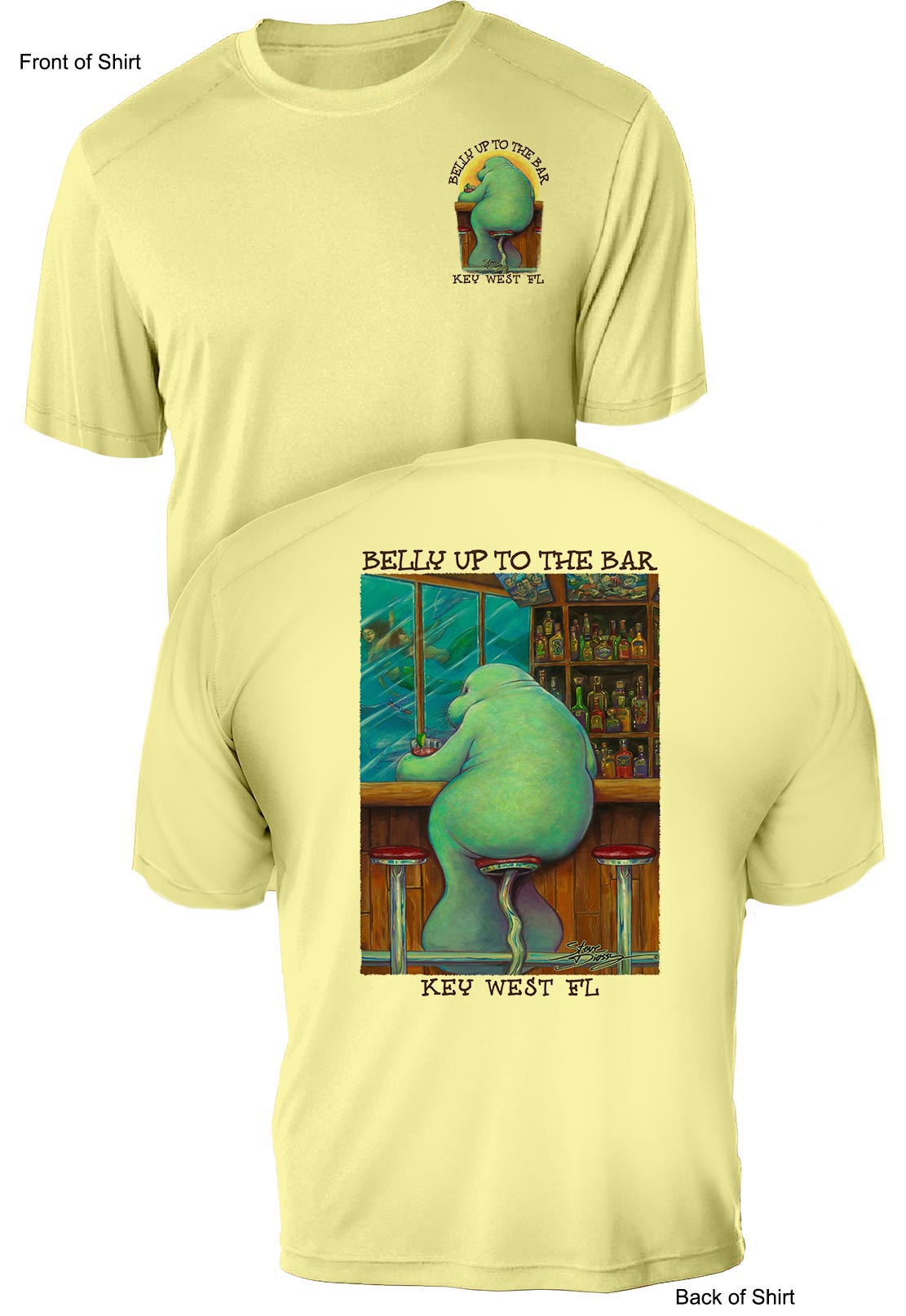 Pre-Order- Belly Up to The Bar Lonely Manatee- UV Sun Protection Shirt - 100% Polyester - Short Sleeve UPF 50