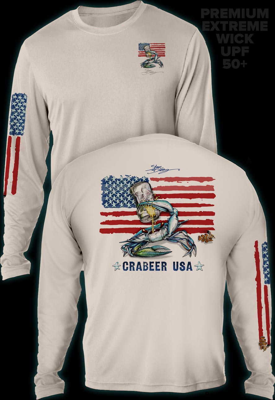 "Crabeer USA" Men's Extreme Wick Long Sleeve Performance Shirt ᴜᴘꜰ-ᴛᴇᴇ