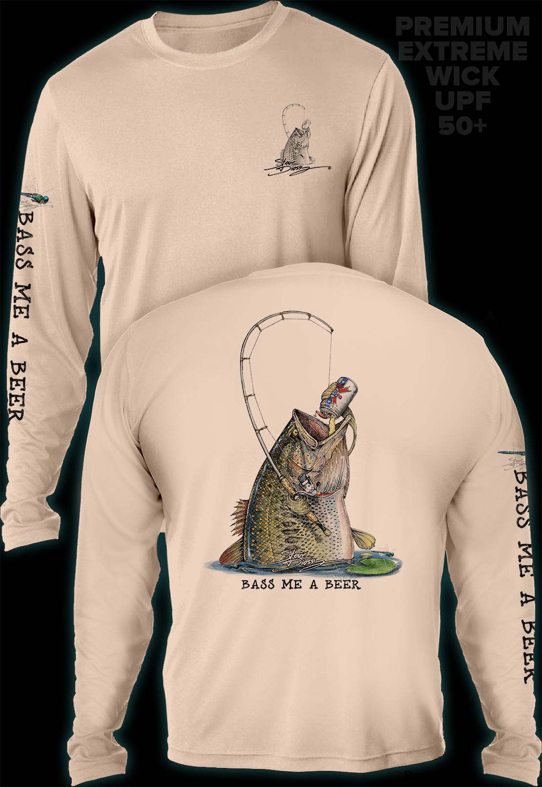 "Bass Me A Beer" Men's Extreme Wick Long Sleeve Performance Shirt ᴜᴘꜰ-ᴛᴇᴇ