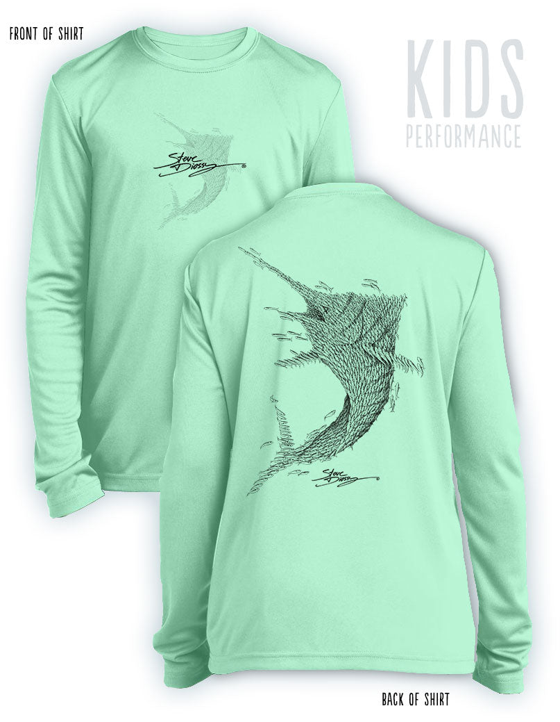 Bait Ball Marlin- KIDS Long Sleeve Performance - 100% Polyester