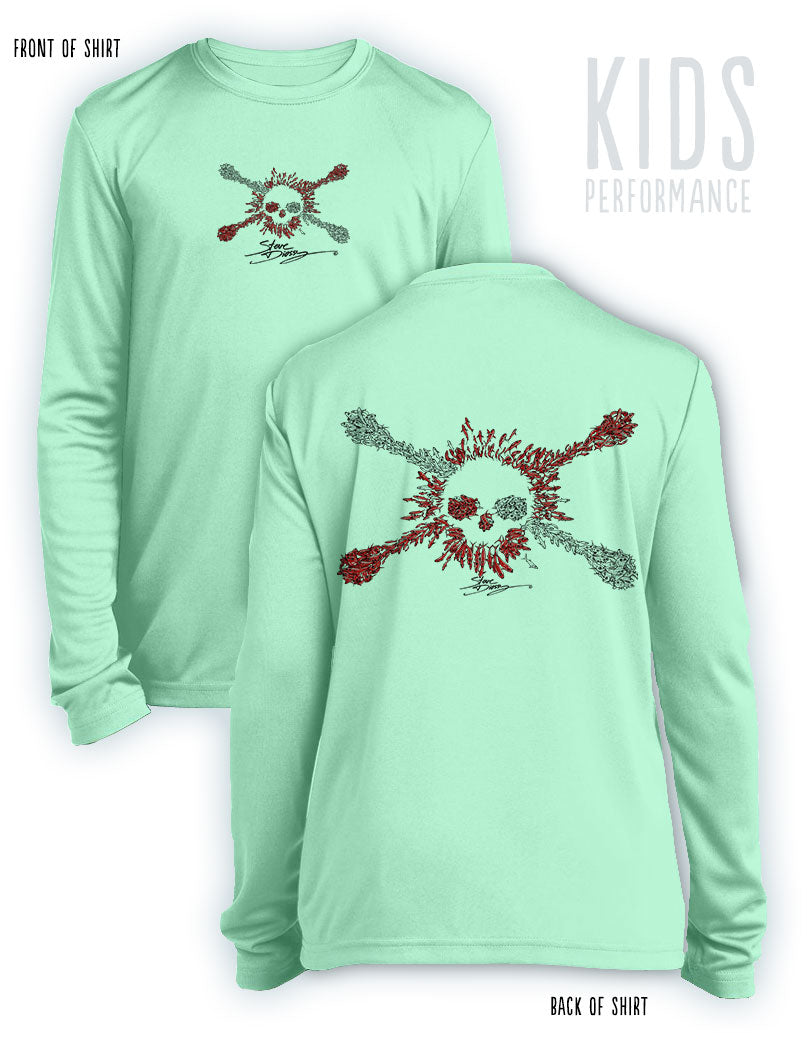 Bait Ball Jolly Roger Dive Flag- KIDS Long Sleeve Performance - 100% Polyester