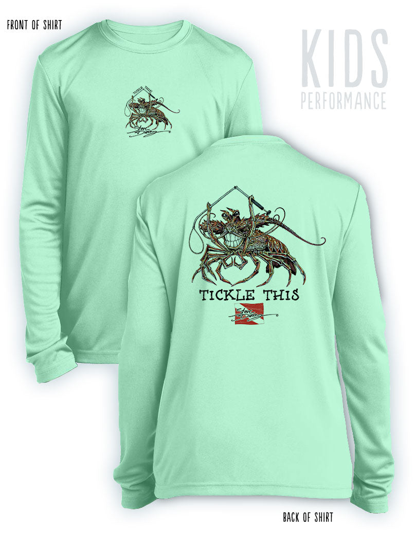 Tickle This Lobster - KIDS Long Sleeve Performance Shirt - 100% Polyester