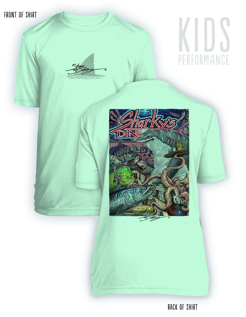 Sharky's Diner- KIDS Short Sleeve Performance - 100% Polyester