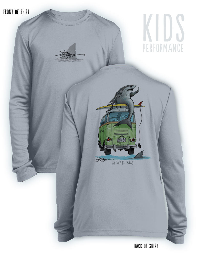 Shark Bus- KIDS Long Sleeve Performance - 100% Polyester