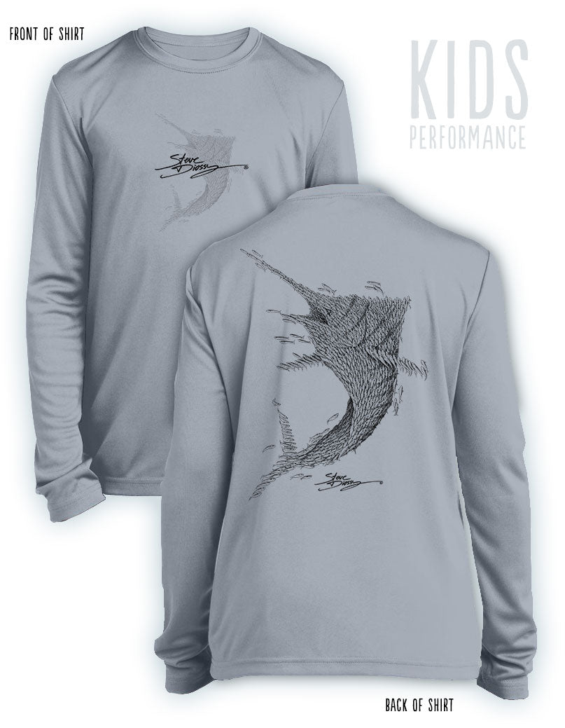Bait Ball Marlin- KIDS Long Sleeve Performance - 100% Polyester