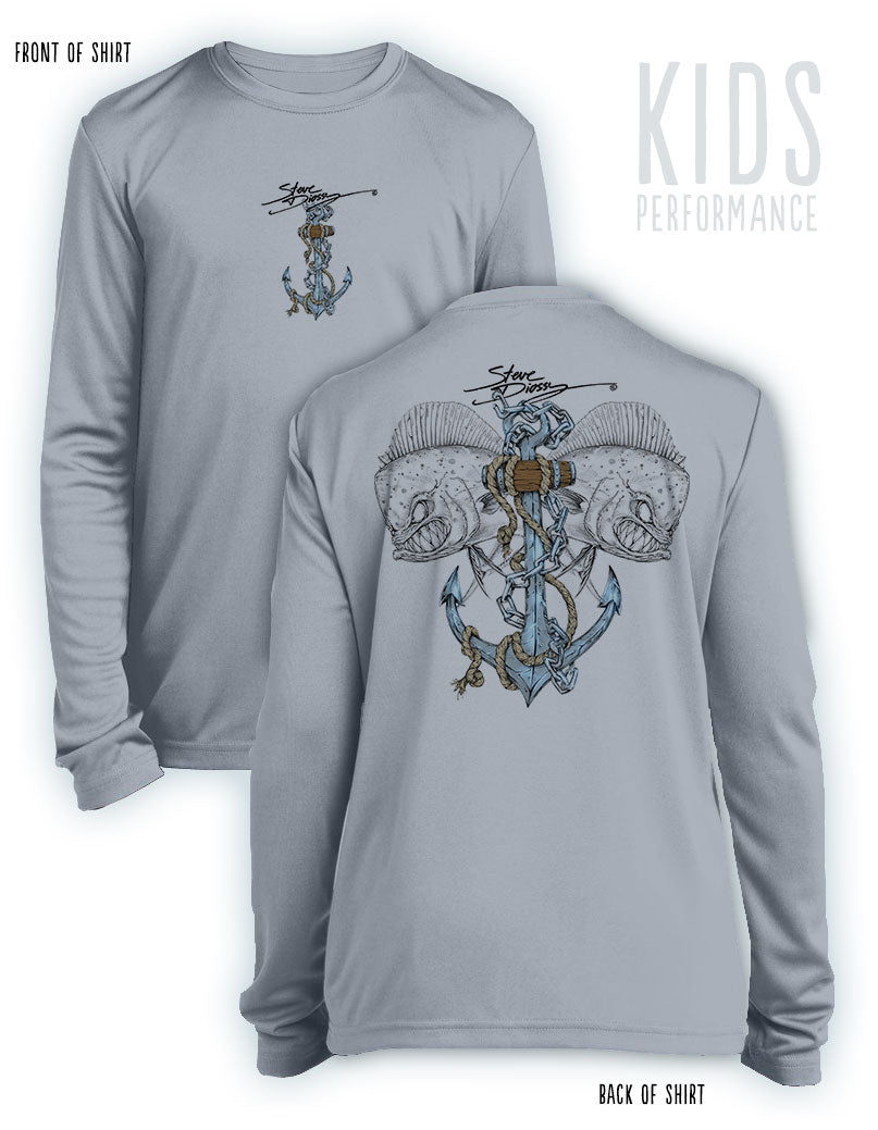 Mahi Anchor- KIDS Long Sleeve Performance - 100% Polyester