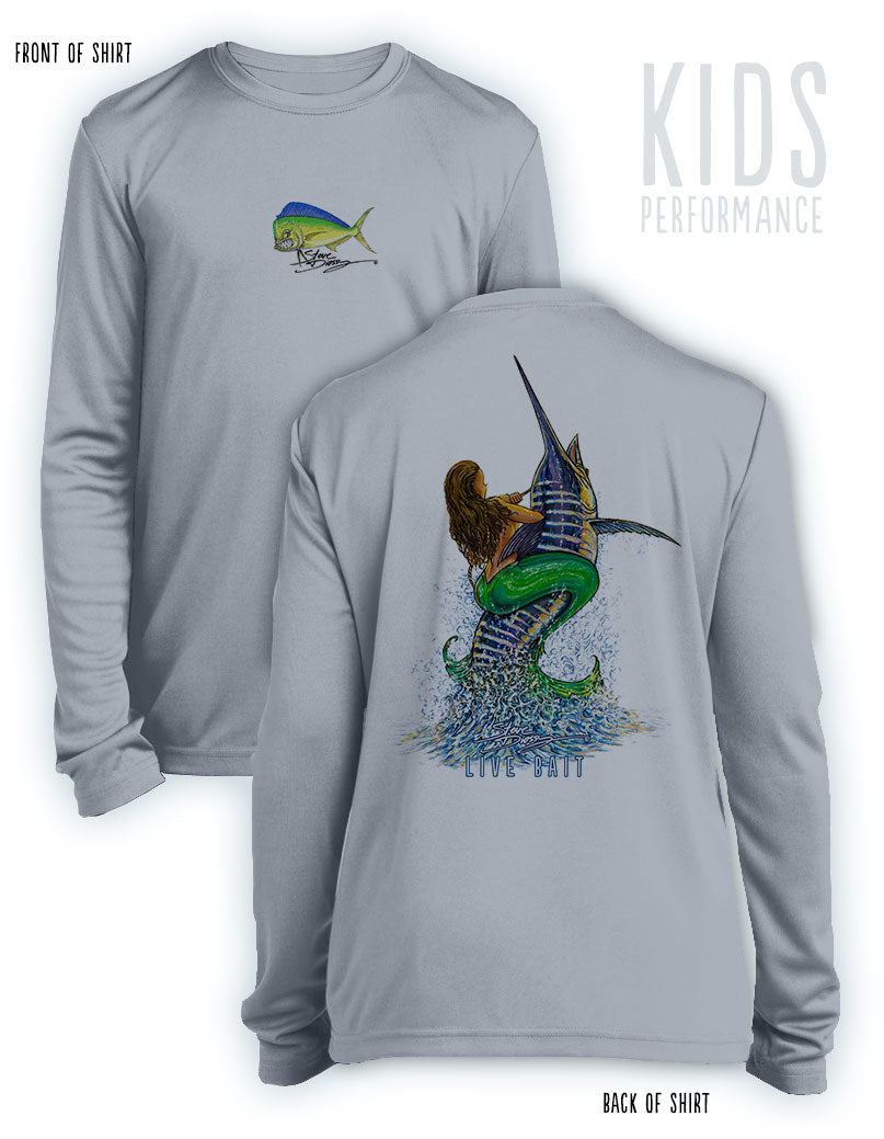 Live Bait- KIDS Long Sleeve Performance - 100% Polyester