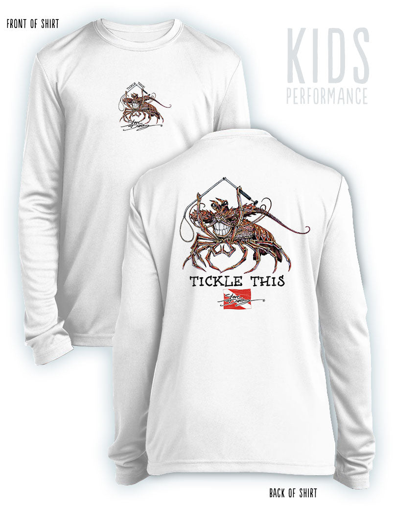 Tickle This Lobster - KIDS Long Sleeve Performance Shirt - 100% Polyester