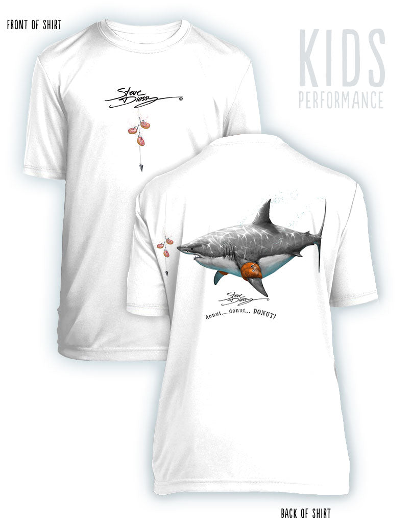 Donut Shark- KIDS Short Sleeve Performance - 100% Polyester