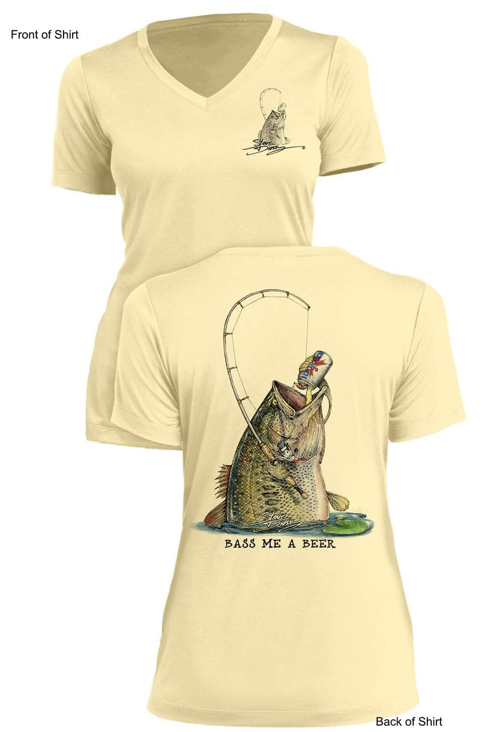 Bass Me A Beer - Ladies Short Sleeve V-Neck-100% Polyester
