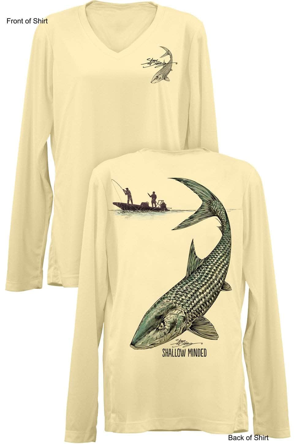 Shallow Minded Bonefish- Ladies Long Sleeve V-Neck-100% Polyester