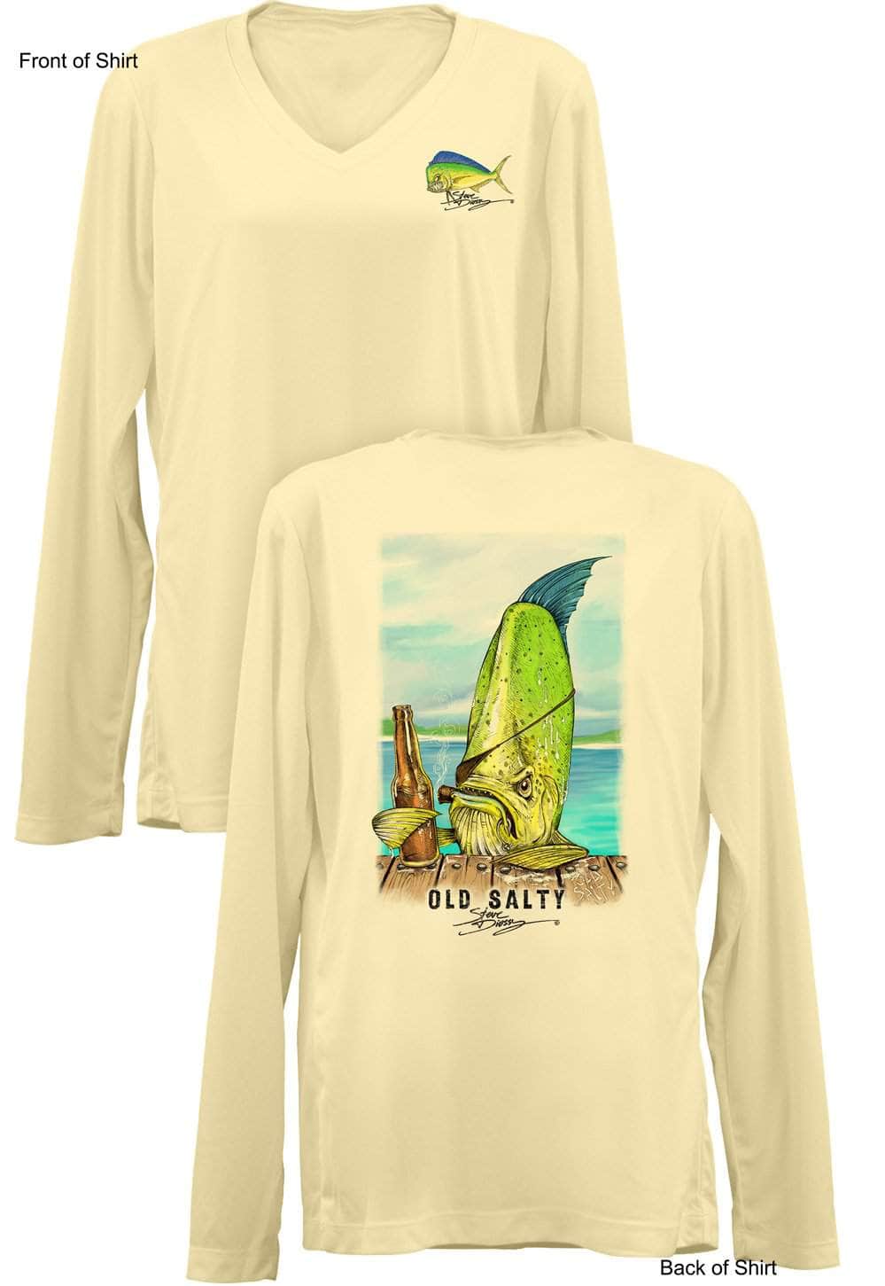Old Salty- Ladies Long Sleeve V-Neck-100% Polyester