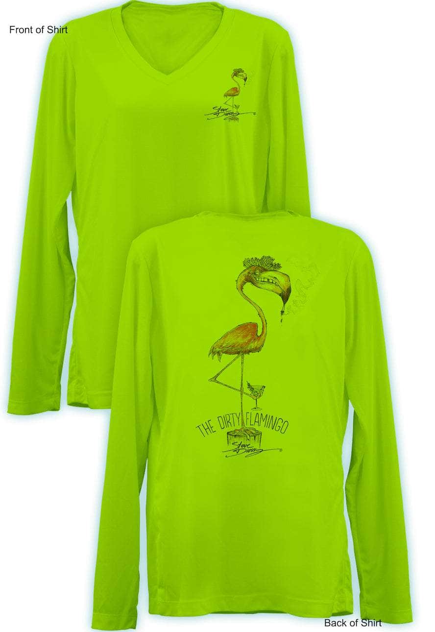 Dirty Flamingo- Ladies Long Sleeve V-Neck-100% Polyester