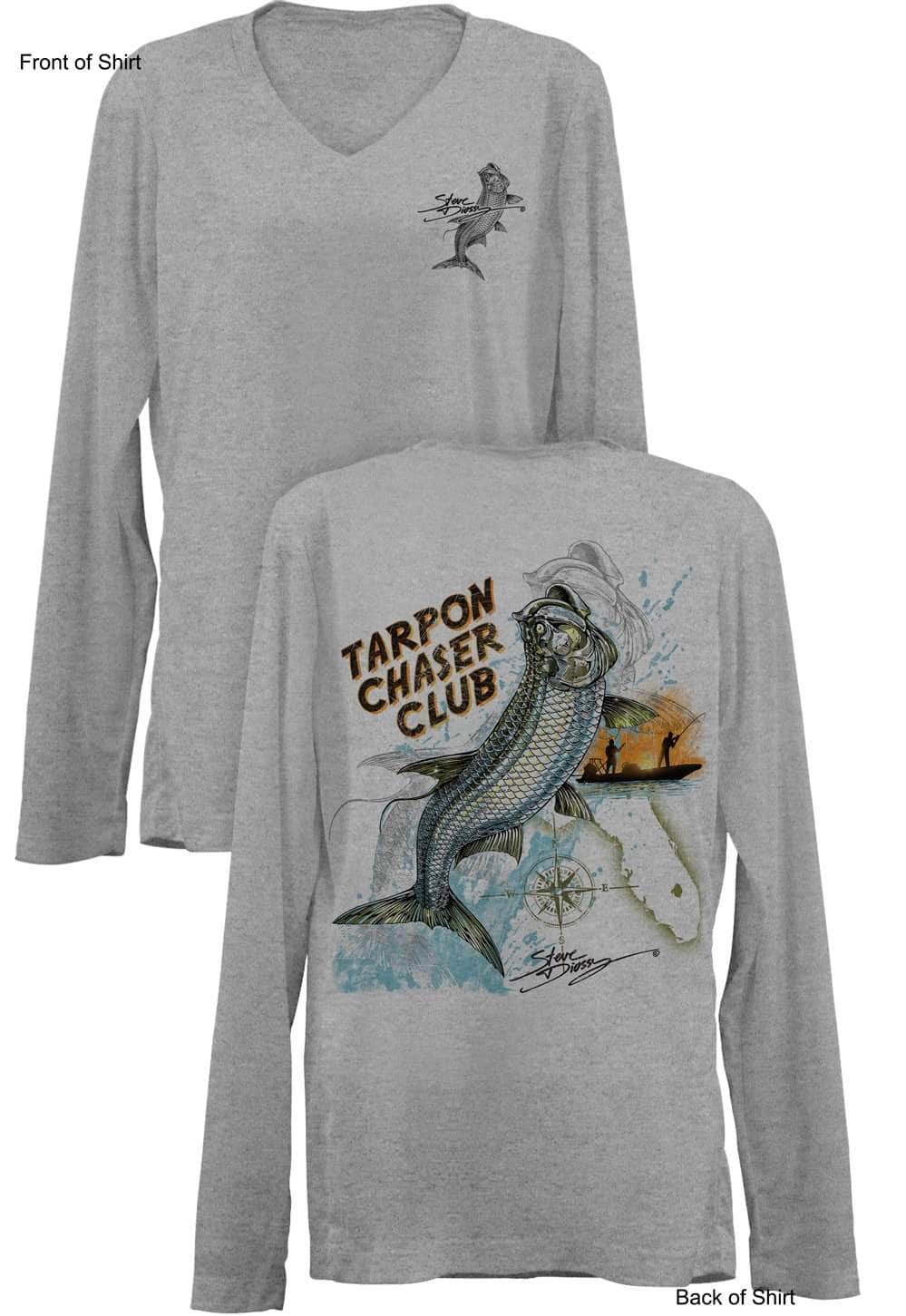 Tarpon Chaser- Ladies Long Sleeve V-Neck-100% Polyester