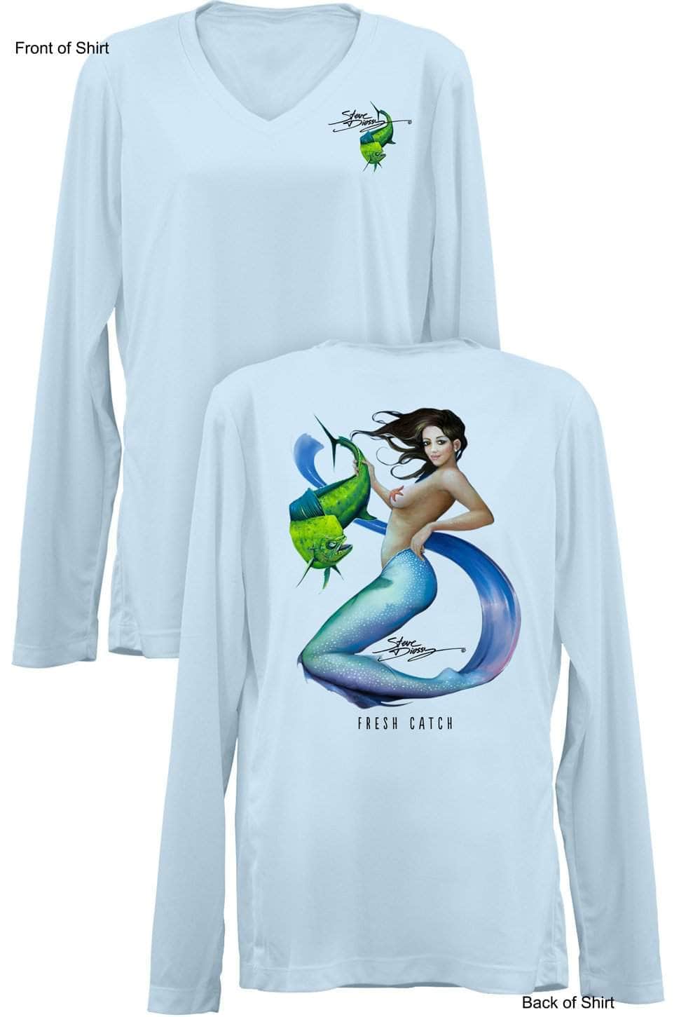 Fresh Catch- Ladies Long Sleeve V-Neck-100% Polyester