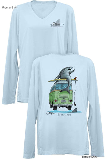 Shark Bus - Ladies Long Sleeve V-Neck-100% Polyester