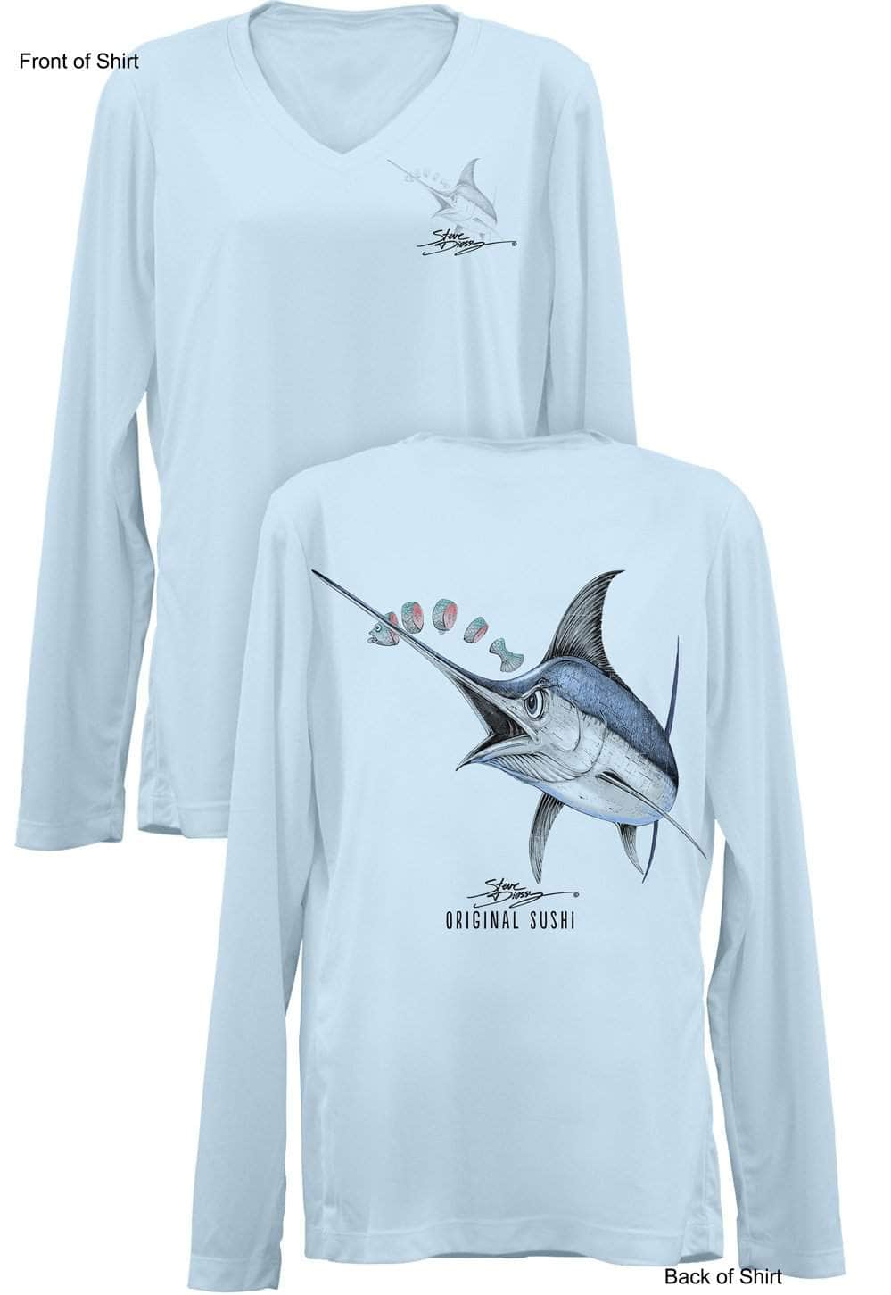 Original Sushi- Ladies Long Sleeve V-Neck-100% Polyester